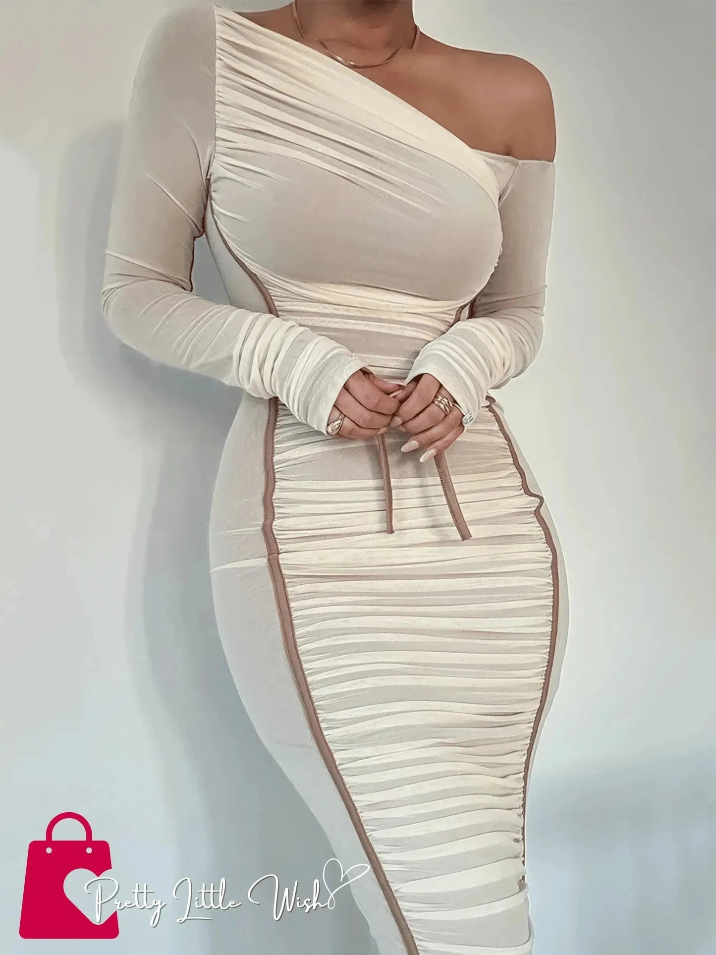 Elegant Off-Shoulder Mesh Dress