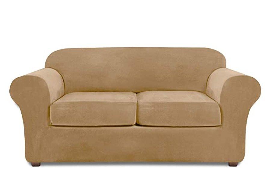 Modern Velvet Loveseat/ 3 Seat Covers for 2/3 Cushion Couch Covers for Sofa Stretch Couch Covers 3 Piece Loveseat Slipcover for Loveseats with 2 /3 Cushions Furniture Protector Machine Washable - iskix.com