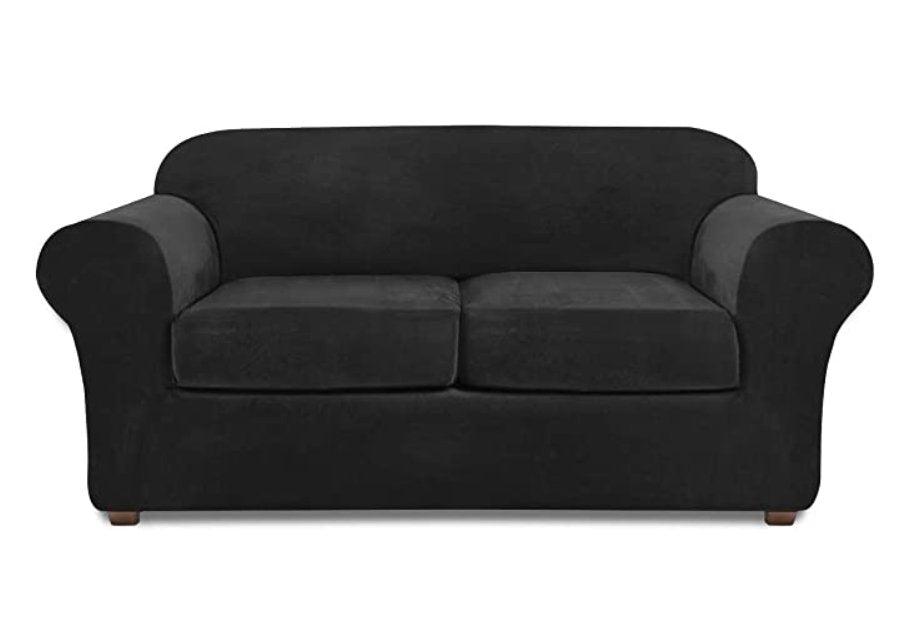 Modern Velvet Loveseat/ 3 Seat Covers for 2/3 Cushion Couch Covers for Sofa Stretch Couch Covers 3 Piece Loveseat Slipcover for Loveseats with 2 /3 Cushions Furniture Protector Machine Washable - iskix.com